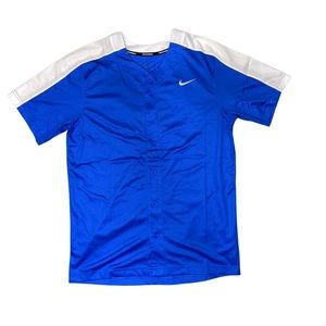 New Nike Dri-Fit Men's blue White Baseball Jersey Shirt medium Style